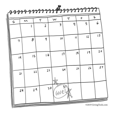 Illustration of calendar with a date marked to make a donation